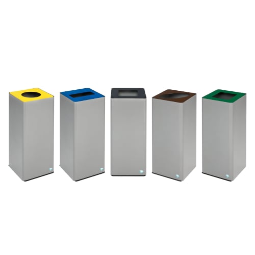 Wertstoff-Sammler QUADRO 79 Recyclingbehälter mit farbigen Deckeln in Gelb, Blau, Schwarz, Braun und Grün